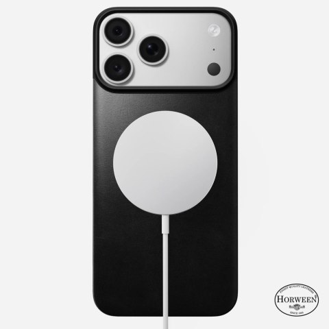 NOMAD Magnetic Leather Back - nakładka magnetyczna na iPhone 18 Pro Max / 17 Pro Max kompatybilna z MagSafe, skóra Horween (blac