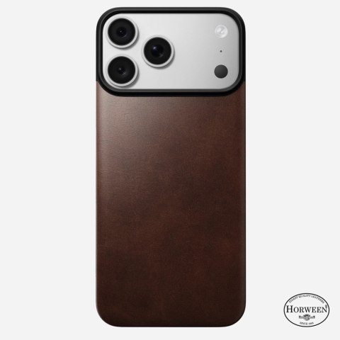 NOMAD Magnetic Leather Back - nakładka magnetyczna na iPhone 18 Pro Max / 17 Pro Max kompatybilna z MagSafe, skóra Horween (rust