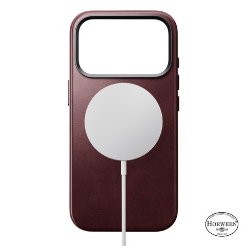 NOMAD Traditional Leather Case - etui do iPhone 18 Pro / 17 Pro kompatybilne z MagSafe, skóra Horween (burgundy)