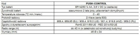 Przycisk czarny NICE FGPB-101-2 ZW5 EU Push-Control BLACK