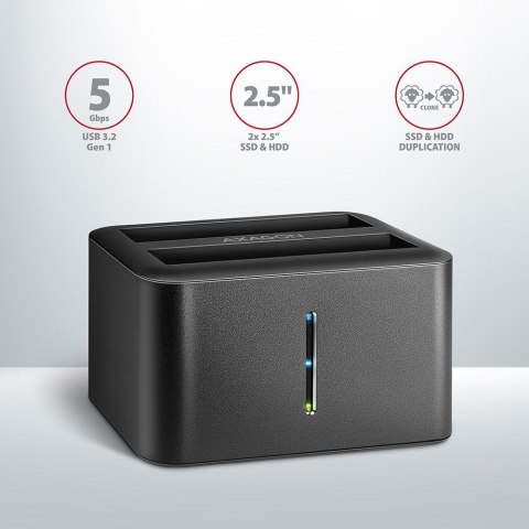 Stacja dokująca MINI AXAGON ADSA-D25 USB 3.2 Gen 1 - 2x SATA 6G 2.5" SSD/HDD CLONE
