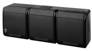 HERMES CZARNY GNIAZDO NT 3X Z/U Z KLAPKĄ IP44 3X2P+Z ZACISKI ŚRUBOWE 16A 250V 0323-09