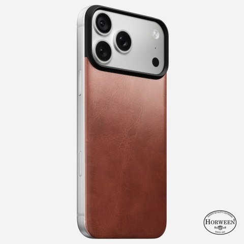 NOMAD Magnetic Leather Back - nakładka magnetyczna na iPhone 18 Pro Max / 17 Pro Max kompatybilna z MagSafe, skóra Horween (olde