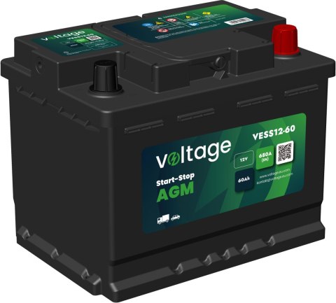 Akumulator AGM samochodowy START-STOP L2 Voltage 12 V 60 Ah 680 A VESS12-60