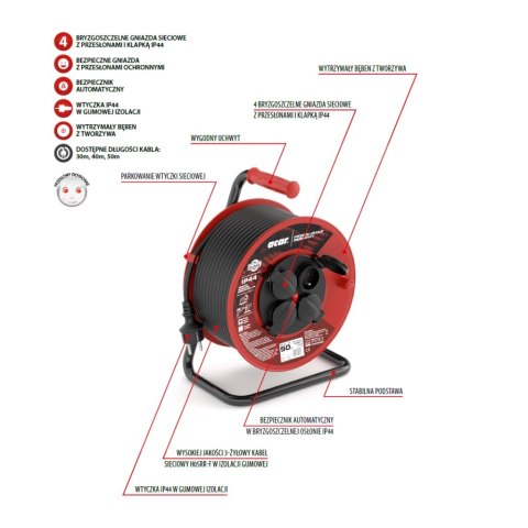 Przedł.ZWIJANY ACAR PZ-4Z/ST H05RR-F 3GX1.5 30M Z STYK. OCHR. CZARNY gumowa izolacja M01952 IP44