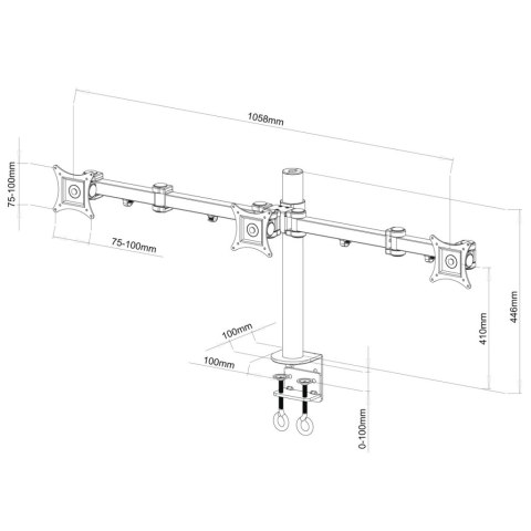 UCHWYT BIURKOWY DO 3 MONITORÓW LED/LCD 13-20" L-03A ART PREM