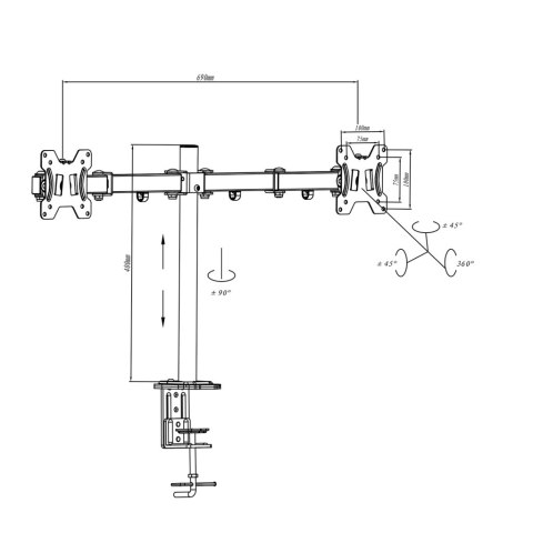 UCHWYT BIURKOWY DO 2-ch 8kg MONITORÓW LED/LCD 13-27" L-02A ART