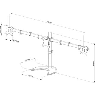 UCHWYT BIURKOWY DO 3 MONITORÓW LED/LCD 13-27" L-22N ART