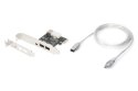 Digitus Karta (Kontroler) Firewire (400) PCI Exp., 2xZew. 1xZew.(Mini) IEEE1394a 6pin+Mini,Low Profile,VT6308P