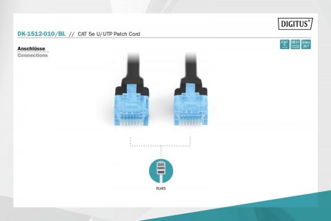 Digitus Patch cord U/UTP kat.5e PVC 1m czarny