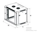 Extralink Szafka wisząca rack 4U 600x600 szara szklane drzwi