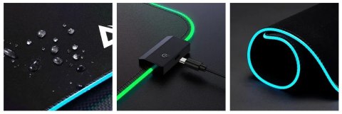 AUKEY KM-P8 RGB M gamingowa podkładka pod mysz | 450x400x4mm | wodoodporna | gumowany spód | 11 efektów świetlnych