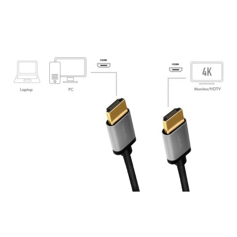 LogiLink Kabel HDMI 4K/60Hz, aluminium 1m Czarny