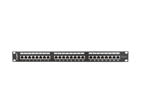 Lanberg Patch Panel 24 Port 1U Kat.6 czarny ekranowany