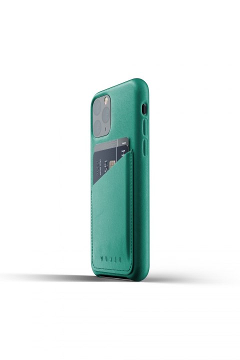 Mujjo Full Leather Wallet Case - etui skórzane do iPhone 11 Pro (zielone)