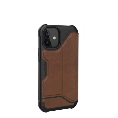 UAG Metropolis LTHR ARMR - skórzana obudowa ochronna z klapką do iPhone 12 mini (brązowa) [go]