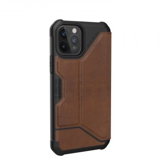 UAG Metropolis LTHR ARMR - skórzana obudowa ochronna z klapką do iPhone 12/12 Pro (brązowa) [go]
