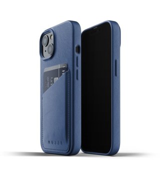 Mujjo Full Leather Wallet Case - etui skórzane do iPhone 13 (niebieskie)