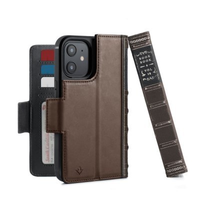 Twelve South BookBook - etui skórzane z klapką do iPhone 12 mini kompatybilne z MagSafe (brązowe)