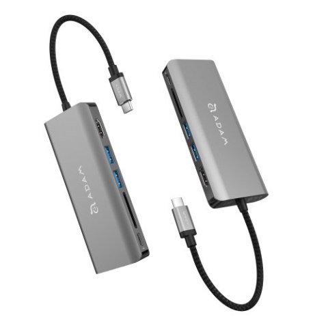 Adam Elements Casa Hub A01 - hub USB-C - 6 portów (grey) (USB-C 3.1, USB-C PD 3.0, USB-A 3.1 x2, HDMI, Gigabit Ethernet, SD)