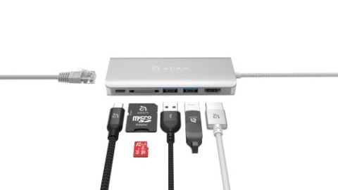 Adam Elements Casa Hub A01 - hub USB-C - 6 portów (silver) (USB-C 3.1, USB-C PD 3.0, USB-A 3.1 x2, HDMI, Gigabit Ethernet, SD)