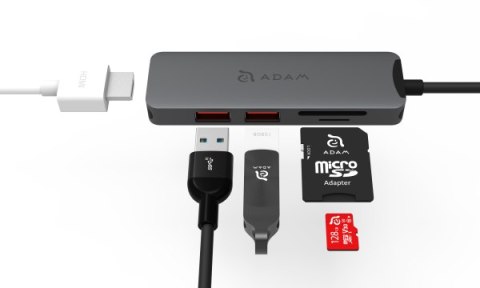 Adam Elements Casa Hub A05 - hub USB-C do 5 urządzeń (USBA-A 3.1 x2, HDMI, microSD/SD)