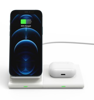 Adam Elements Omnia Q2X - bezprzewodowa stacja ładująca do 2 urządzeń (biała)