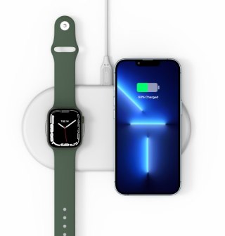 Adam Elements Omnia Q2 - bezprzewodowa stacja ładująca do 2 urządzeń z uchwytem do Apple Watch (biała)