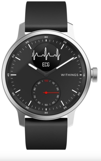 Withings Scanwatch - zegarek z funkcją EKG, pomiarem pulsu i SPO2 oraz mierzeniem aktywności fizycznej i snu (42mm, czarny)