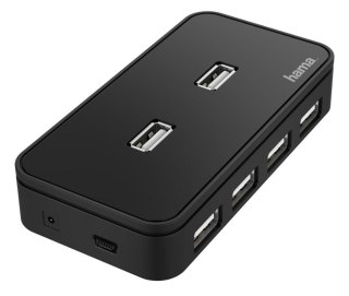 HUB USB 2.0 Hama 7x USB-A z zasilaniem czarny