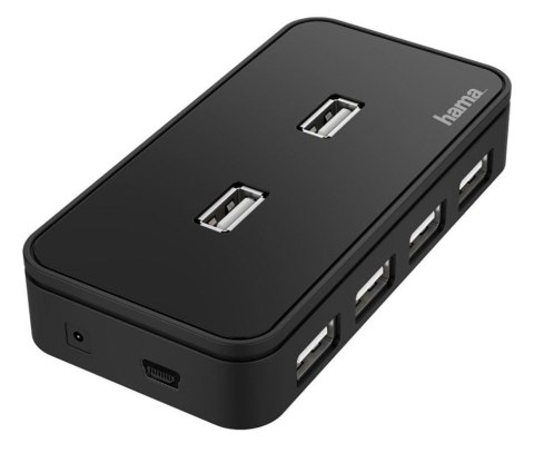 HUB USB 2.0 Hama 7x USB-A z zasilaniem czarny