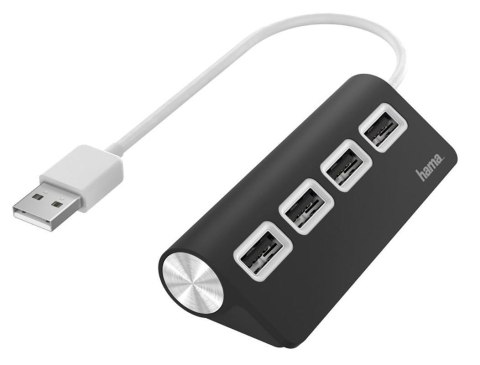 Hub USB 2.0 Hama USB-A - 4x USB-A czarny