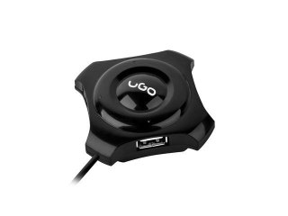 Hub USB 2.0 UGO Maipo HU50 4-portowy czarny + port DC 3.5
