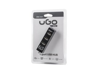 Hub USB 2.0 UGO UHU-1011 4-portowy aktywny czarny