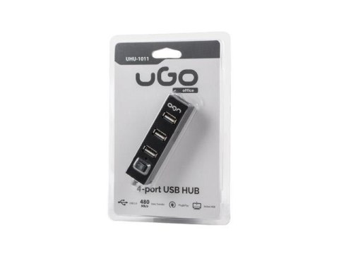 Hub USB 2.0 UGO UHU-1011 4-portowy aktywny czarny