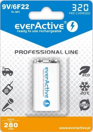 Akumulatorek 6F22/9V everActive Professional Line 320 mAh 1 sztuka