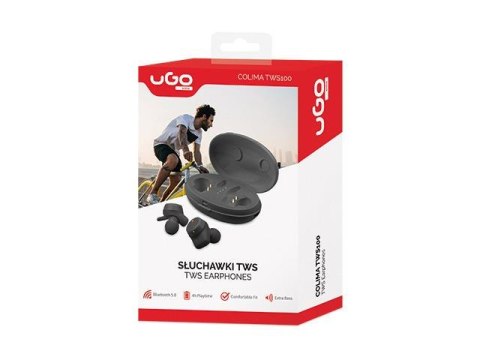 Słuchawki z mikrofonem UGO Colima TWS100 bezprzewodowe TWS z uchwytem czarne
