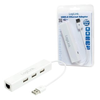 Adapter LogiLink UA0174A USB2.0 do RJ45 Ethernet HUB 3x USB