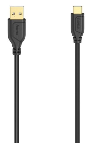 Kabel Hama USB-C - USB 2.0 A Flexi-Slim 0,75m czarny