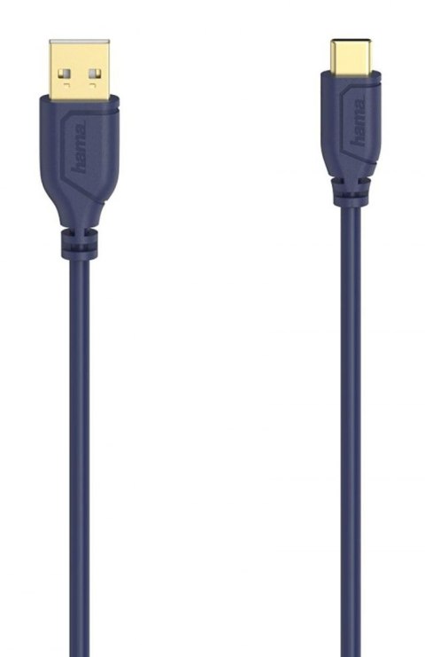 Kabel Hama USB-C - USB 2.0 A Flexi-Slim 0,75m niebieski