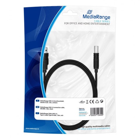 Kabel USB 2.0 MediaRange MRCS101 1,8m czarny