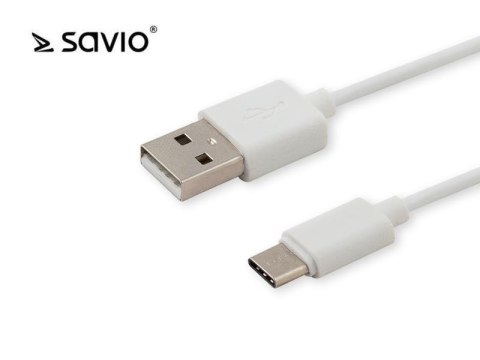 Kabel USB 2.0 Savio CL-125 USB A (M) - USB typ C (M) 2,1A, 1m, biały