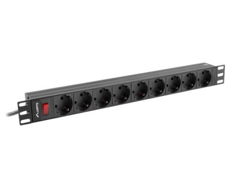 Listwa zasilająca Lanberg do RACK 1U 16A PDU 9x Schuko 3m czarna