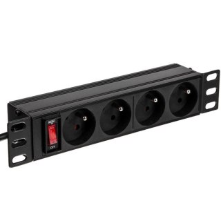 Listwa zasilająca PDU Netrack 10'' 1U, 230V/16A, 4xE, ALU