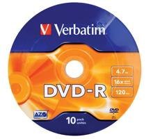 Płyty DVD-R Verbatim 4.7GB X16 Matt Silver (Spindle 10)