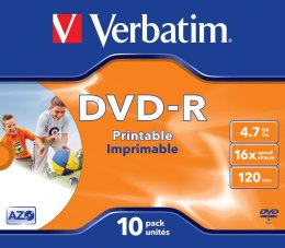 DVD-R Verbatim 4.7GB X16 Printable (10 Jewel Case)