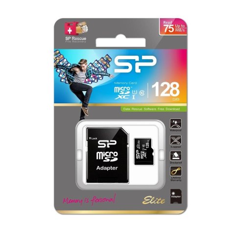 Karta pamięci microSDXC Silicon Power Elite 128GB Class 10, UHS-I, U1 + adapter SD