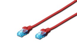 Patchcord DIGITUS UTP kat. 5e 0,5m PVC czerwony