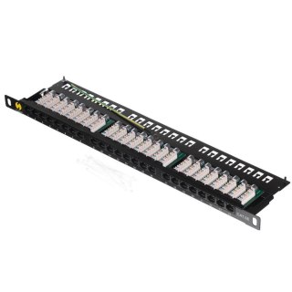 Patch panel 19'' Netrack 24-porty kat. 5e UTP, 0,5U/1U z półką