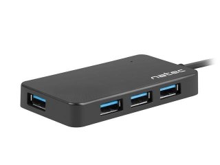 Hub USB Natec Silkworm 4xUSB 3.0 czarny USB-C